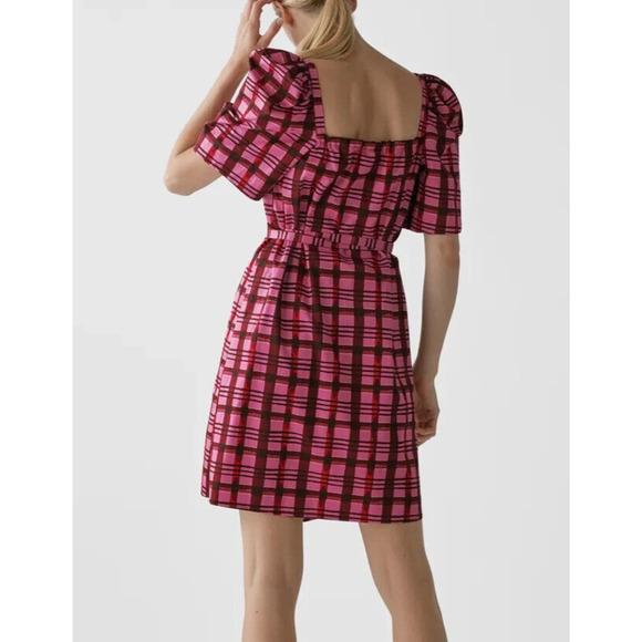 BAUM UND PFERDGARTEN NEW $229 Mini Length Wrap Dress Pink Plaid EU 38 / US 8 - Picture 2 of 5